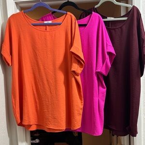 Entro Short Sleeve Tops - Orange, Pink, and Burgundy